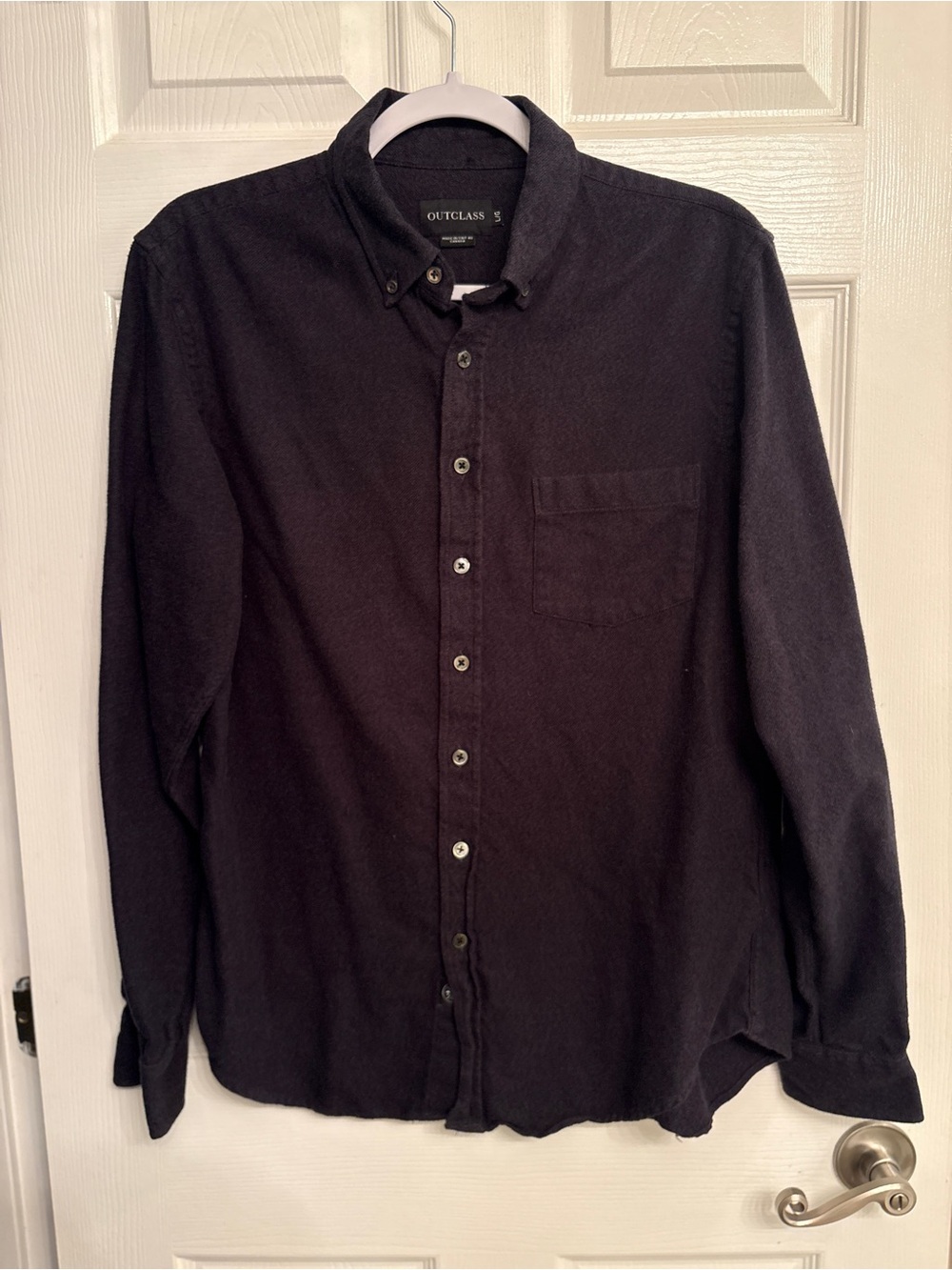 Outclass Black Cotton Button Up